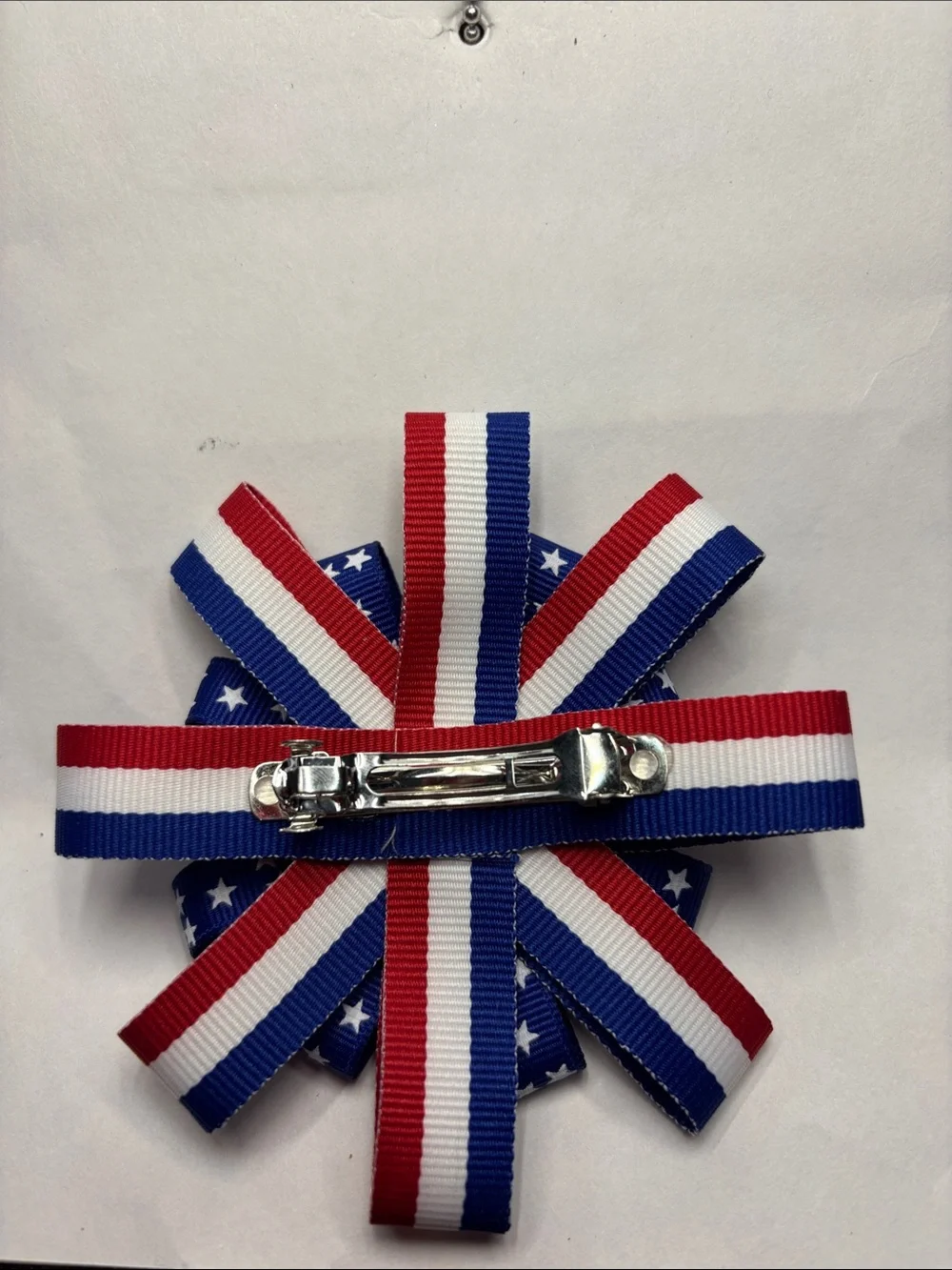 Patriotic Ribbon Hair Bow - Red White Blue
